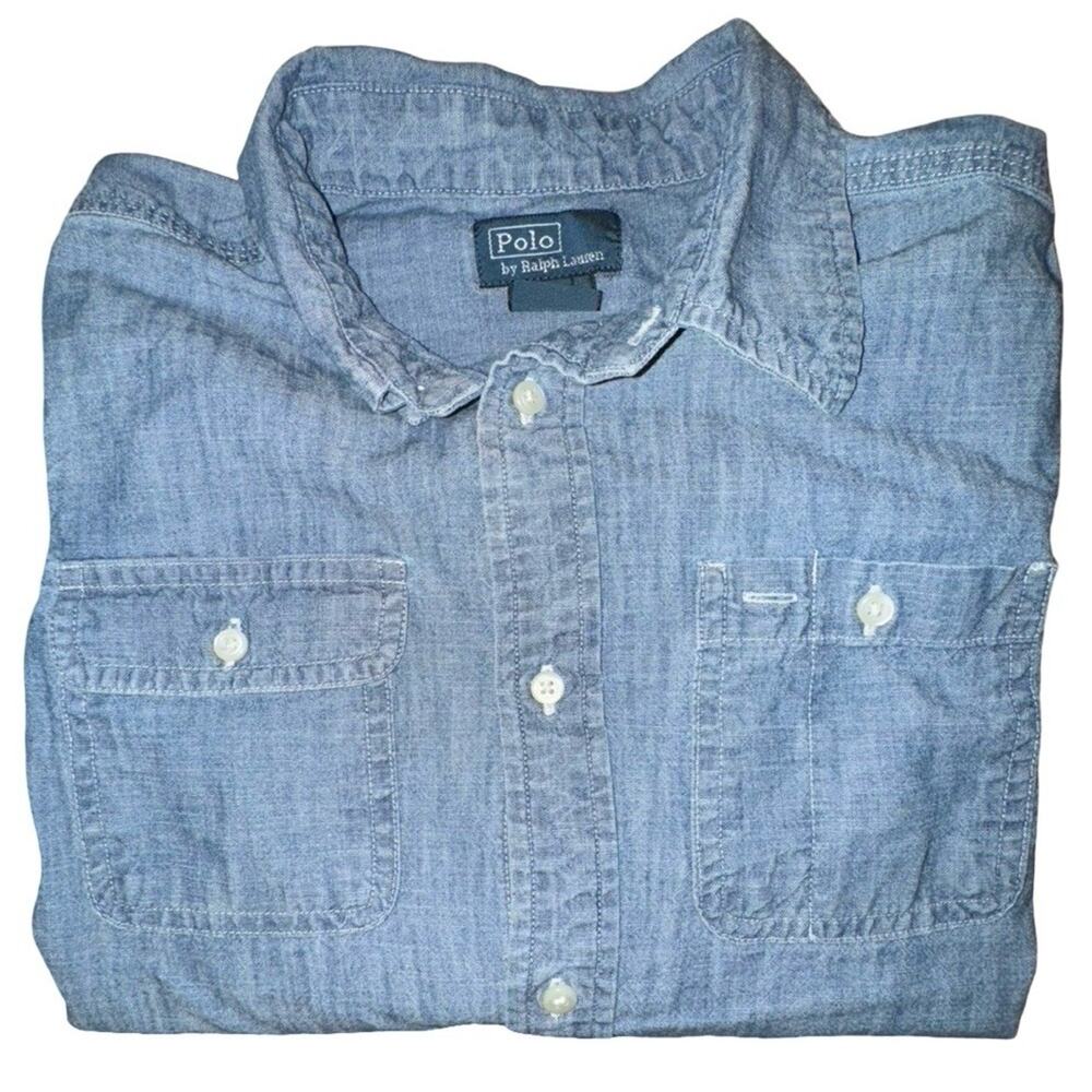 Ralph Lauren Boys Denim Long Sleeve Button-Up Shirt, Sz 7